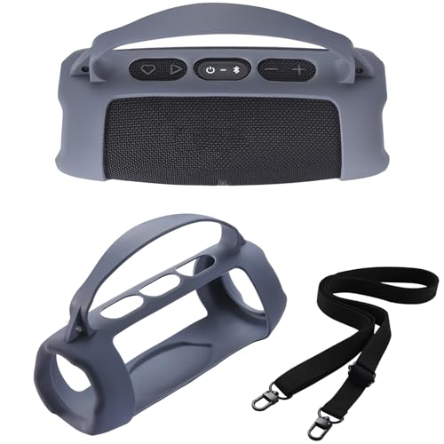 Silicone Case Cover for JBL Charge 5 Wi-Fi/Charge 5 Portable Bluetooth Speaker Protective Sleeve Skin Travel Carrying Case Replacement with Shoulder Strap Wireless Speaker Accessories(Blue) - color: BLUE