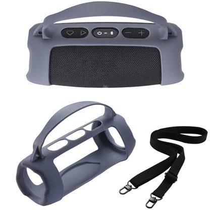 Silicone Case Cover for JBL Charge 5 Wi-Fi/Charge 5 Portable Bluetooth Speaker Protective Sleeve Skin Travel Carrying Case Replacement with Shoulder Strap Wireless Speaker Accessories(Blue) - color: BLUE