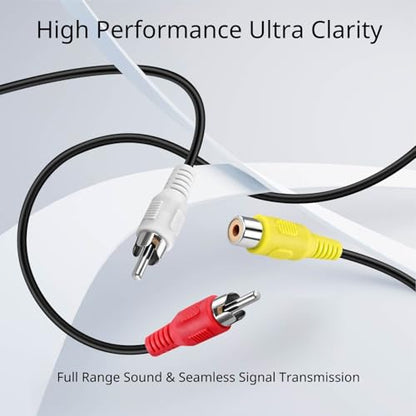 TNP 3 RCA Extension Cable, Male to Female AV Composite Cable, 6 Feet | Red, White and Yellow Connectors Extend Composite Video and Stereo Audio Links for Dvd Players, Tvs, Stereos and Amplifiers - size: 6FT
