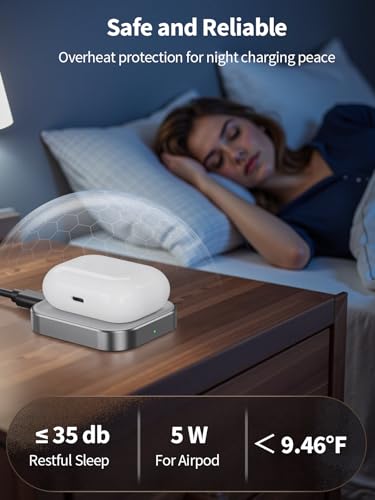 AirPods Pro Charger - Wireless Charging Station for AirPods 4 (withActive Noise Cancellation)/ 3rd/ 2rd, Gray - color: Aluminum(Grey)-for AirPods