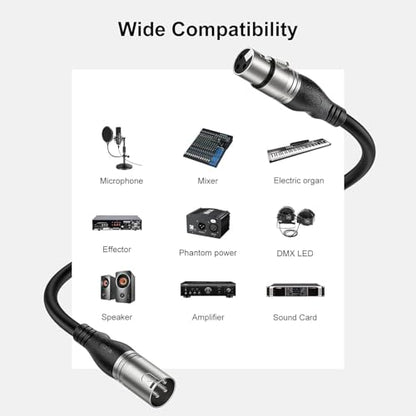 XLR Cable 25ft 10 Packs Microphone Cable with 3-Pin XLR Male to Female | Balanced, Professional Shielded, for Mic, Mixer, Speaker Systems, Radio Station and Podcast, Black - color: Black, size: 25 Feet-10 Pack
