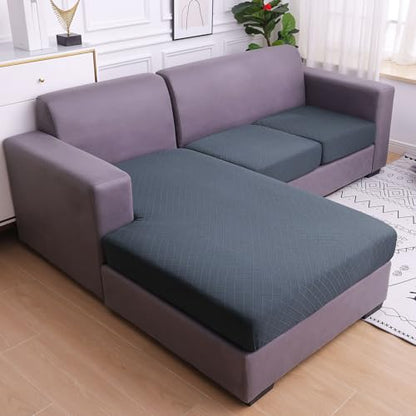 Jacquard Couch Cushion Covers, L Shape Sectional Sofa Slipcovers | Diamond Lattice, L Shape Sectional Fit, Washable, Chaise Cushion Cover, Sofa Protection (1 Piece for Chaise XL) - color: Grey, size: Chaise XL (1 Piece)