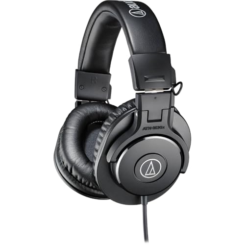 Audio-Technica ATH-M30x Professional Monitor Headphones (Black) Bundle with USB-C Headphone Adapter w/Built-in DAC + Cleaning Cloth (3 Items)