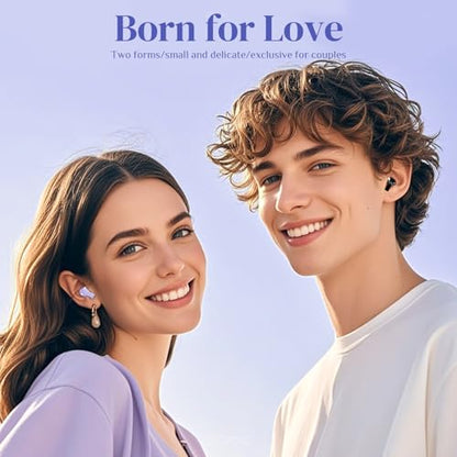 Purple Heart Wireless Earbuds for Girls Kids, Cute Mini Tiny Small Invisible Earbuds Wireless Bluetooth for Small Ears Canals Women Rose Gold Kawai Blue Tooth Ear Buds for iPhone Android - color: Purple