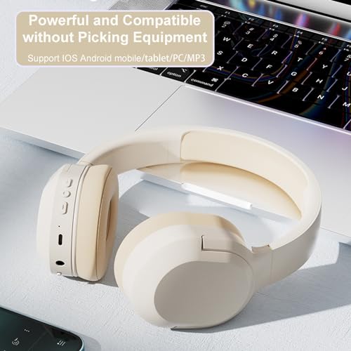 Wireless Noise Cancelling Headphones, Black for Travel,Home,Office | Comfortable Protein Ear Pads, Built-in Mic,30H Playtime,Bluetooth 5.3,Deep Bass Lightweight Active Noise Cancelling Headset - color: white A