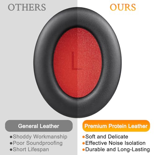 SOULWIT Earpads for 1MORE SonoFlow/SonoFlow SE/SonoFlow Pro Headphones, Ear Pads with Soft Protein Leather, Noise Isolation Foam - Black - color: Black