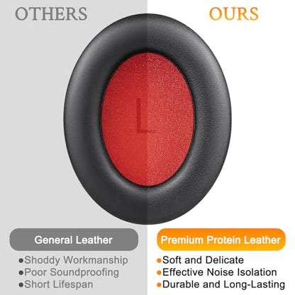 SOULWIT Earpads for 1MORE SonoFlow/SonoFlow SE/SonoFlow Pro Headphones, Ear Pads with Soft Protein Leather, Noise Isolation Foam - Black - color: Black