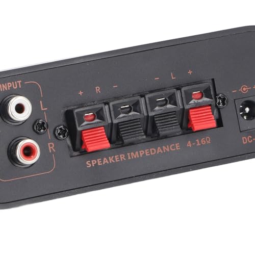 Marhynchus HiFi Power Amp Mini Stereo Amplifier, Aluminum Body 2 Channel 20W X 2 with Treble Bass Volume Control, DC12V Sound Stereo Amp for Car Home Desktop Phone Computer MP3