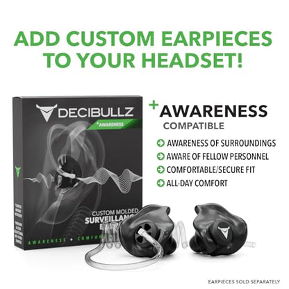 Decibullz 2-Way Surveillance Acoustic Tube Headset, K1 Earpiece Audio Set Compatible with Kenwood K-Plug & Baofeng, Inline PTT Mic, Clear Coil, K-Type 2-Pin (3.5mm & 2.5mm) Jack - style: K1 2-Way Headset