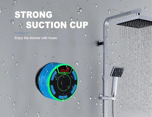Bluetooth Speakers, DuoTen IPX7 Waterproof Wireless Portable Bluetooth Speakers w/LED Display, FM Radio, Suction Cup, Light Show, Loud Stereo Sound and Bass for Shower, Pool, Party, Travel, Outdoors