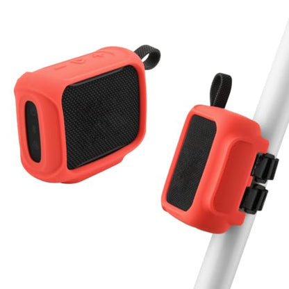 Silicone Case Cover for JBL Go 5 Portable Speaker(Red) | Travel Carrying Protective Pouch with Attach Straps for Bike Golf Cart Scooter - color: Red