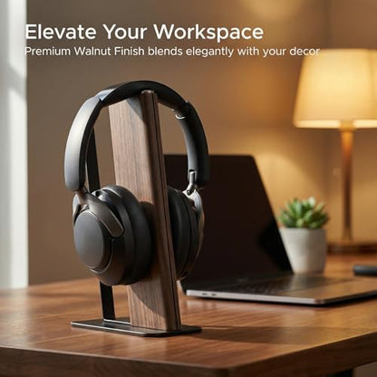 Headphone Stand Desk Cute, No Assembly, Dark Brown | Weighted Base Headset Holder for AirPods Max Sony Bose Beats Sennheiser, Stable Gaming & Studio Earphone Rack, - color: DARK