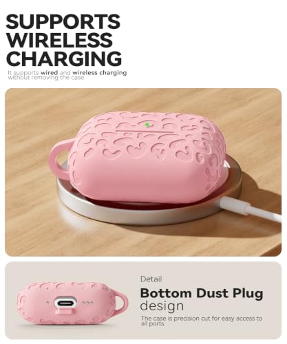 Leopard Carving for AirPods 5/4 Case (2026/2024)(Pink) - color: Pink