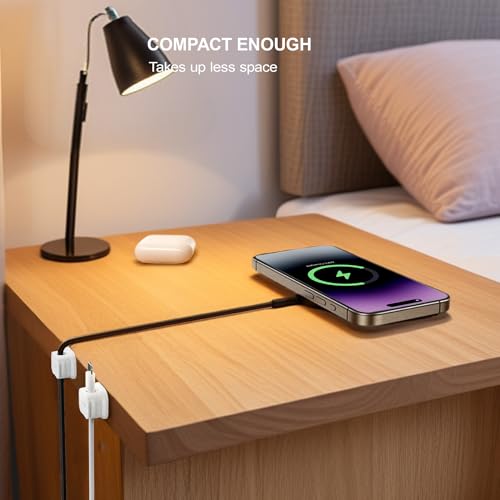 36 Pack Magnetic Cable Clip Organizer Cord Holder, Picozon Adhesive Cable Management, Wire Phone USB Charger Cable Holder, Keeper Organizer for Office Home Desktop Table - White - size: Pack of 36
