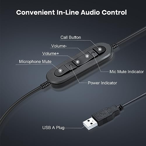 MAIRDI USB Headset With Microphone for Computer, PC, Laptop - Noise Canceling for Teams, Zoom, Office, Call Center, VoIP Phone Calls - Dictation for Dragon Voice Recognition - color: Black Silver