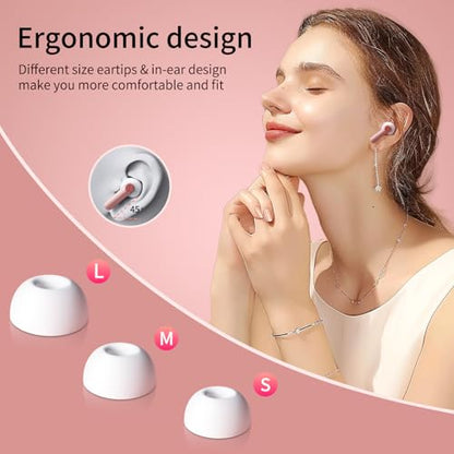 Wekily Wireless Earbuds, Bluetooth 5.3 Headphones LED Power Display, 2025 New Wireless Earphones, 4 ENC Noise Cancelling Mic, HiFi Stereo, 48H Playtime Mini Case IP7 Waterproof for iOS Android - color: Barbie Pink