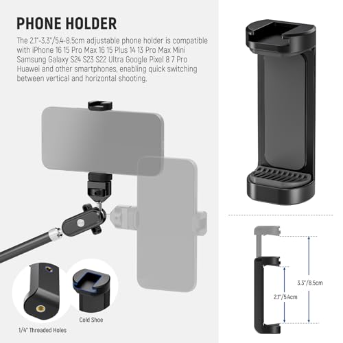 NEEWER 30" Articulating Magic Arm with Desk Super Clamp/Action Cam Mount/Phone Holder, Overhead Camera Mic Boom Stand, Compatible with GoPro iPhone DSLR Webcam Microphone Video Recording, UA056 - style: UA056