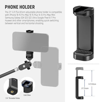 NEEWER 30" Articulating Magic Arm with Desk Super Clamp/Action Cam Mount/Phone Holder, Overhead Camera Mic Boom Stand, Compatible with GoPro iPhone DSLR Webcam Microphone Video Recording, UA056 - style: UA056