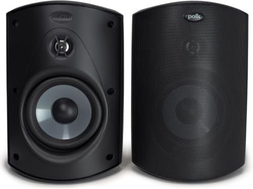 Polk Audio Atrium 5 Outdoor Speakers with Powerful Bass (Pair, Black), All-Weather Durability, Broad Sound Coverage, Speed-Lock Mounting System (Pack of 8) - color: Black, size: 8 Speakers, style: Atrium 5