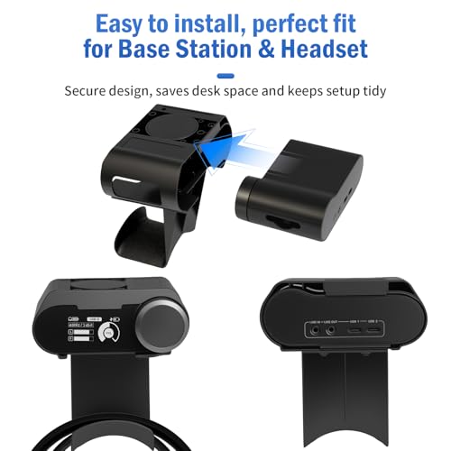 Under Desk Mount for SteelSeries Arctis Nova Pro, Elite and Omni Wireless Gaming Headset, Magnetic Base Station Holder for Arctis Nova Pro Wireless with Headphone Hanger Stand - style: Base Station Mount + Headphone Hanger
