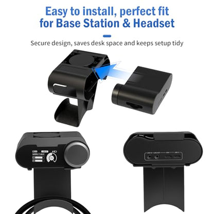 Under Desk Mount for SteelSeries Arctis Nova Pro, Elite and Omni Wireless Gaming Headset, Magnetic Base Station Holder for Arctis Nova Pro Wireless with Headphone Hanger Stand - style: Base Station Mount + Headphone Hanger