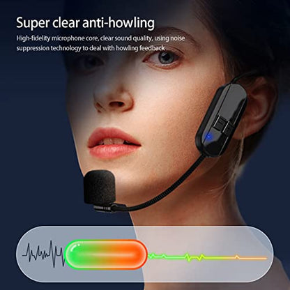 2.4G Wireless Microphones Headset with Receiver 3.5mm Wireless Mic Noise Cancelling Reverb Sound Long Distance Clear Sound Mini Microphone Portable, for 3.5mm Speaker Black