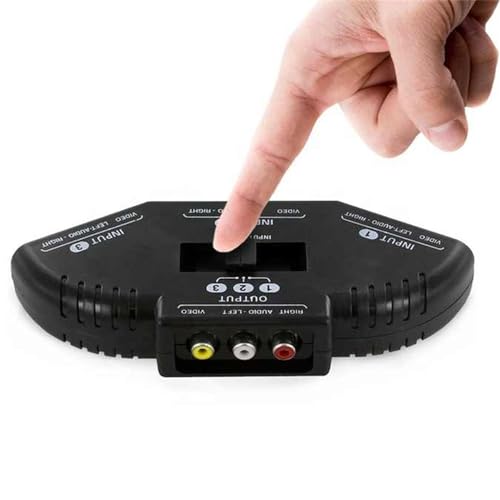 ANRANK RS3010AK 3-Way Audio Video AV RCA Switch Game Selector Box Splitter Black