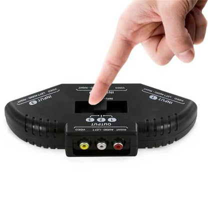 ANRANK RS3010AK 3-Way Audio Video AV RCA Switch Game Selector Box Splitter Black