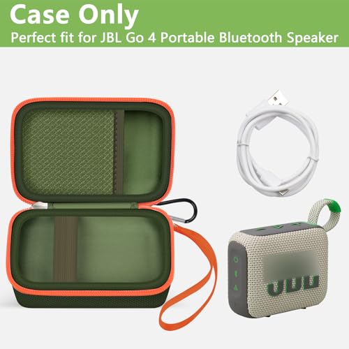 Speaker Case for JBL Go 5/4/3, Case Only | Hard Case, Mesh Pocket for Charging Cable, Compact Travel Carry, Speaker Not Included, Green - color: Green