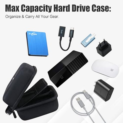 BOVKE Hard Drive Case for WD Elements My Book Seagate Expansion Desktop External Hard Drive HDD 6TB 8TB 10TB 12TB 14TB 16TB 18TB 22TB 24TB 26TB 28TB, 3.5 Inch Portable Desktop HDD Case, Black+Black - color: Black+Black