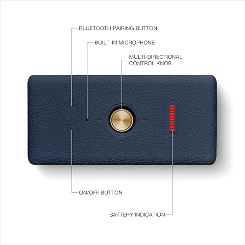 Marshall Emberton III Portable Bluetooth Speaker - Rugged Waterproof/Dust-Proof Design | Loud Stereo Sound, Deep Bass | Compact and Wireless for Travel and Outdoors - Midnight Blue - color: Blue