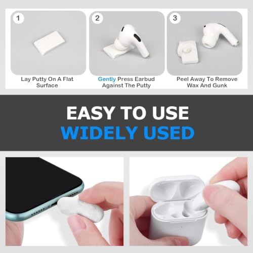 Moloppo 1 Pack Cleaning Putty for AirPods Cleaner Kit, White | 24pcs 0.6"*0.9" Cleaning Puttys, Large Particles, Dust Removal, for AirPods Pro, Charge Port, Keyboard, Phone, Electronics - color: A-White