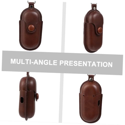 KALLORY Earbuds Storage Bag for in-Ear Headphones 3I, Waterproof Holder with Anti-Lost Scratch-Proof Dark Brown Cover for Travel and Daily Use
