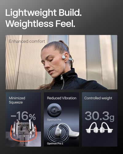 SHOKZ OpenRun Pro 2 Mini Bone Conduction Bluetooth Sport Headphones, Silver | Bundle with Reflective Strip；Open-ear awareness; DualPitch premium sound；Smart Mic; IP55; 12H battery; Running/cycling/hiking - color: Silver, size: Mini