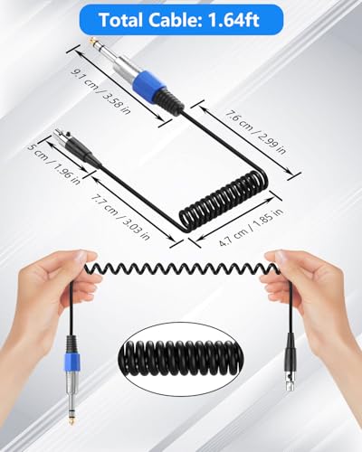 CERRXIAN Mini XLR Female to 6.35 mm 1/4" TRS Male Adapter Coiled Cable, Balanced 1/4" TRS Stereo Male to Mini XLR 3-Pin Female Stereo Audio Adapter - 50cm / 1.64ft - size: 3Pin Mini XLR Female to 6.35 mm 1/4" TRS Male