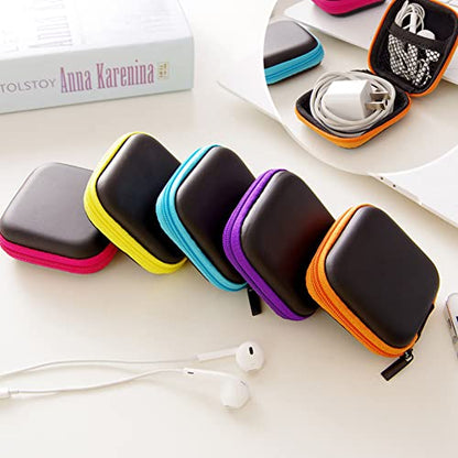 6Pcs Earphone Case,PU Small Square Pocket Earbud Carrying Case Bag with Zipper,Mini Portable Storage Bag,Cell Phone Accessories Organizer for Storing Earpieces,USB Cable,SD Cards,Memory Card