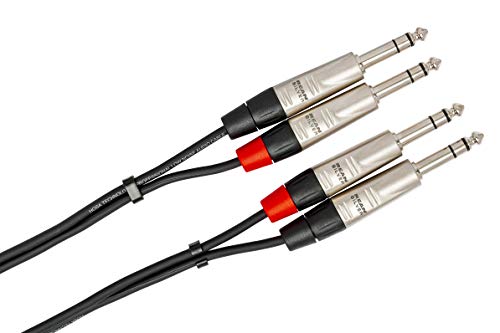 Hosa HSS-001.5X2 프로 스테레오 인터커넥트, 듀얼 REAN 0.6cm(1/4인치) TRS to Same, 4.8m(1.5피트) - size: 1.5피트