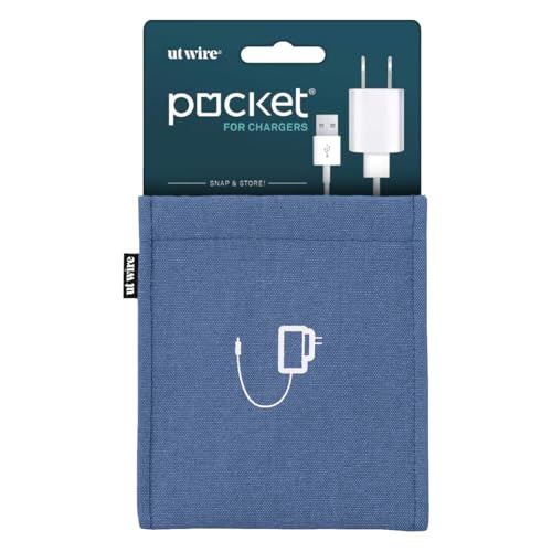 UT Wire Pocket Snap & Store Mobile Charger Case Pouch, Slate Blue - color: Slate Blue, size: Charger Case