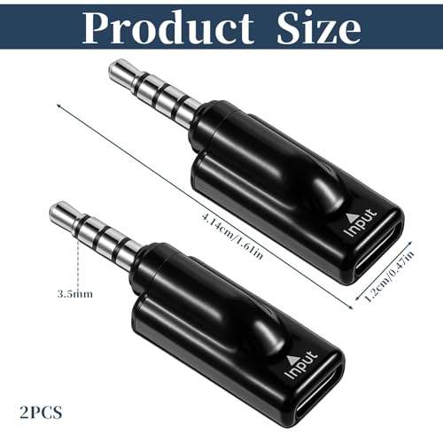 Headphone Jack Adapter, 2PCS TypeC Female to 3.5mm Male Audio Cable Adapter USB C to Aux Audio Dongle Analog Cable Converter Compatible with MP3 CD Players Smartphone Earbuds Laptops Tablets
