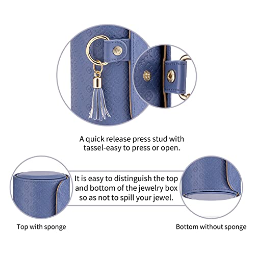 VLANDO Travel Jewelry Organizer, 3 Tier Roll Up Design, Hard Shell Storage | Stepped Sections Compartments Keep Jewelry Visible, Soft Lining Protect Pieces, Snap Closure, Travel Gift for Women Girl - color: Purple