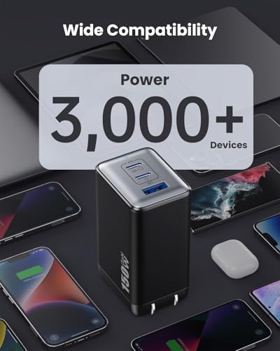 150W USB C Charger Block,GaN III Compact Foldable Wall Charger 3 Port Fast Charging Station,PD QC PPS Portable USB C Hub 100W Laptop Adapter for MacBook Pro/Air,iPad,iPhone 17/Pro,Galaxy S24,Dell etc - color: Black