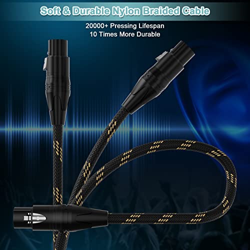 XLR to 1/4 Inch (6.35mm) TRS Cable, Balanced XLR Female to 1/4 | 10FT 2Pack, Quarter Inch to Microphone Cable Nylon Braided Cable, Gold-Plated Connectors - size: 10ft 2Pack, style: XLR Female to 6.35