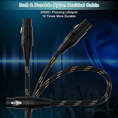 XLR to 1/4 Inch (6.35mm) TRS Cable, Balanced XLR Female to 1/4 | 10FT 2Pack, Quarter Inch to Microphone Cable Nylon Braided Cable, Gold-Plated Connectors - size: 10ft 2Pack, style: XLR Female to 6.35