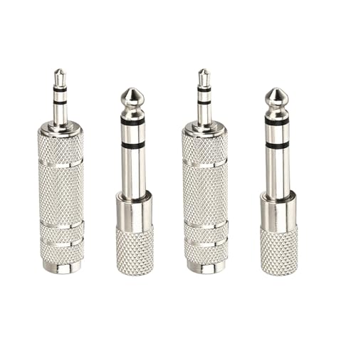 4pcs Audio Jack Adapter 3.5mm (1/8") TRS Stereo Male to 6.35mm (1/4") Female Jack Adapter & 3.5mm Female to 6.35mm Male Plug Audio Adapter Kit for Headphones/Microphones - size: 4pcs Silver