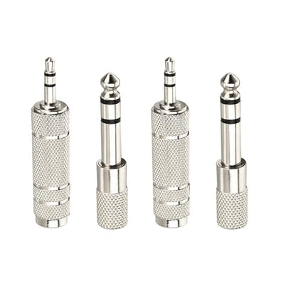 4pcs Audio Jack Adapter 3.5mm (1/8") TRS Stereo Male to 6.35mm (1/4") Female Jack Adapter & 3.5mm Female to 6.35mm Male Plug Audio Adapter Kit for Headphones/Microphones - size: 4pcs Silver