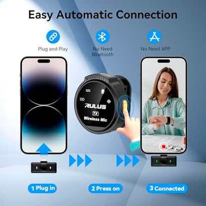 Wireless Lavalier Microphone for for iPhone 14/13/12/11,Noise Cancellation