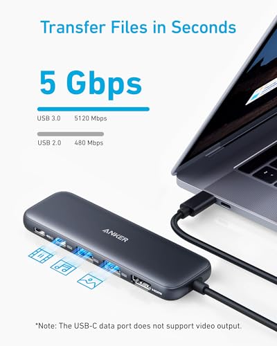 Anker USB C Hub, 5-in-1 USBC to HDMI Splitter with 4K Display - color: Black