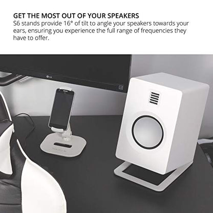 Kanto REN Blue Bluetooth Powered Bookshelf Speakers - Matte Blue Pair S6W Angled Desktop Speaker Stands for Large Speakers - White Pair (2024) - size: RENBLUE, style: S6W