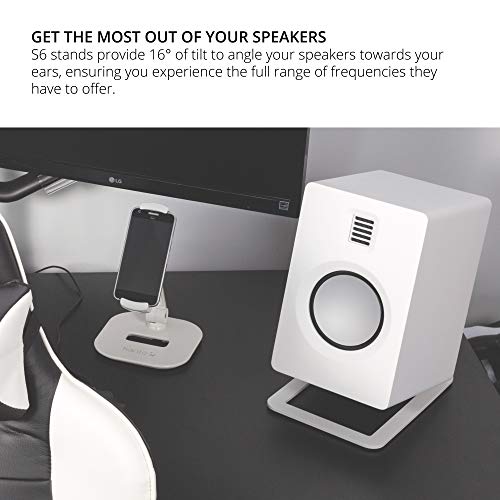 Kanto REN MO Bluetooth Powered Bookshelf Speakers - Matte Orange Pair S6W Angled Desktop Speaker Stands for Large Speakers - White Pair (2024) - size: RENMO, style: S6W
