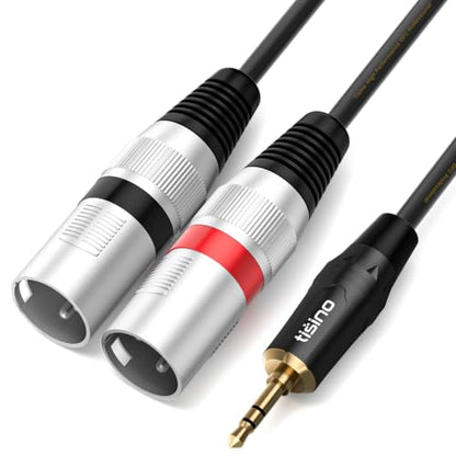 tisino 3.5mm to Dual XLR Stereo Cable 1/8 inch Mini Jack to 2 XLR Male Y Splitter Adapter Cord- 10 FT - size: 10 feet